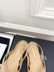 CHANEL 26S THONG SLINGBACK SANDALS IN BEIGE LAMBSKIN