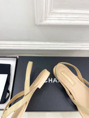 CHANEL 26S THONG SLINGBACK SANDALS IN BEIGE LAMBSKIN