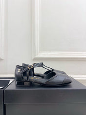 CHANEL 26S T STRAP MARY JANES IN BLACK PATENT AND LAMBSKIN