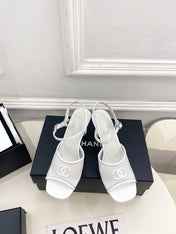 CHANEL 26S HIGH HEEL SLINGBACK SANDALS 70 MM IN WHITE MESH