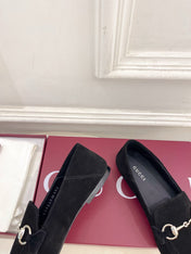 GUCCI 26S LOAFERS MM IN BLACK SUEDE WITH SILVER HARDWARE