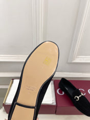 GUCCI 26S LOAFERS MM IN BLACK SUEDE WITH SILVER HARDWARE