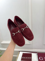 GUCCI 26S LOAFERS MM IN DARK RED SUEDE WITH SILVER HARDWARE