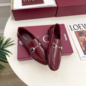 GUCCI 26S LOAFERS MM IN DARK RED CALFSKIN WITH SILVER HARDWARE
