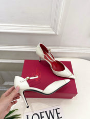 VALENTINO 26S ANKLE-STRA PUMPS 85 MM CREAM WHITE CALFSKIN