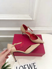 VALENTINO 26S ANKLE-STRA PUMPS 85 MM BEIGE CALFSKIN