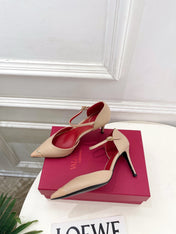 VALENTINO 26S ANKLE-STRA PUMPS 85 MM BEIGE CALFSKIN