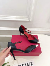 VALENTINO 26S ANKLE-STRA PUMPS 85 MM BLACK AND WHITE CALFSKIN
