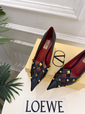 VALENTINO 26S STUDDED POINTED TOE PUMPS 80 MM IN BLACK CALFSKIN