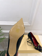 VALENTINO 26S STUDDED POINTED TOE PUMPS 80 MM IN BLACK CALFSKIN