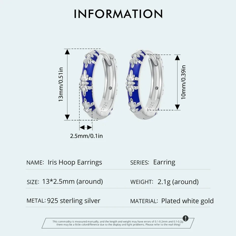 White Gold Plated Inifinite Love Hoop Earring Cartilage Earrings Lightweight - Blue