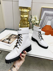 BALMAIN 26S BOOTS IN WHITE CALFSKIN