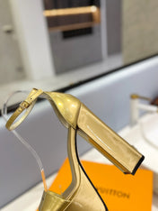 LV 26S HIGH HEEL SANDALS 145 MM IN GOLD CALFSKIN