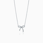 RIBBON NECKLACE BOW PENDANT DIAMOND CHARM CHAIN