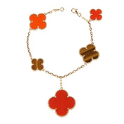 CLOVER BRACELET 5 MOTIFS CARNELIAN TIGER EYE