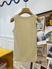 Miu Beige Cotton Tank Top