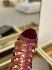 HIGH SANDAL 10 CM IN SANGRIA RED CALFSKIN