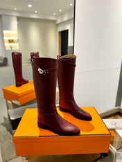 STIVALI JUMPING IN WINE RED CALFSKIN